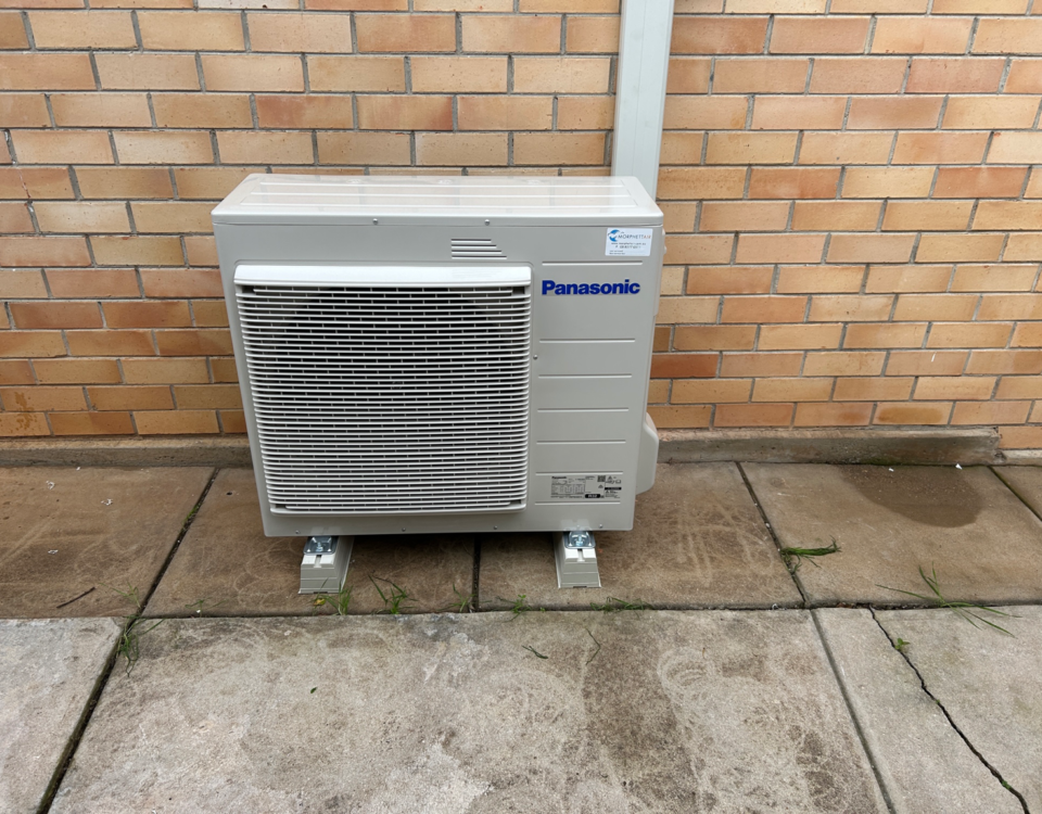 New Panasonic ducted reverse cycle air conditioning outdoor unit installed at a residential home in Pasadena, Adelaide.
