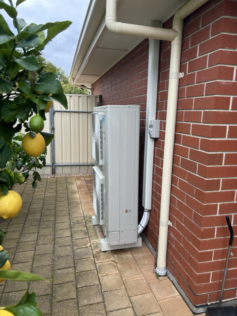 New Daikin FDYAN160A-C2V 16kW ducted reverse cycle air conditioning outdoor unit installed by Morphett Air at a home in Seacombe Gardens.