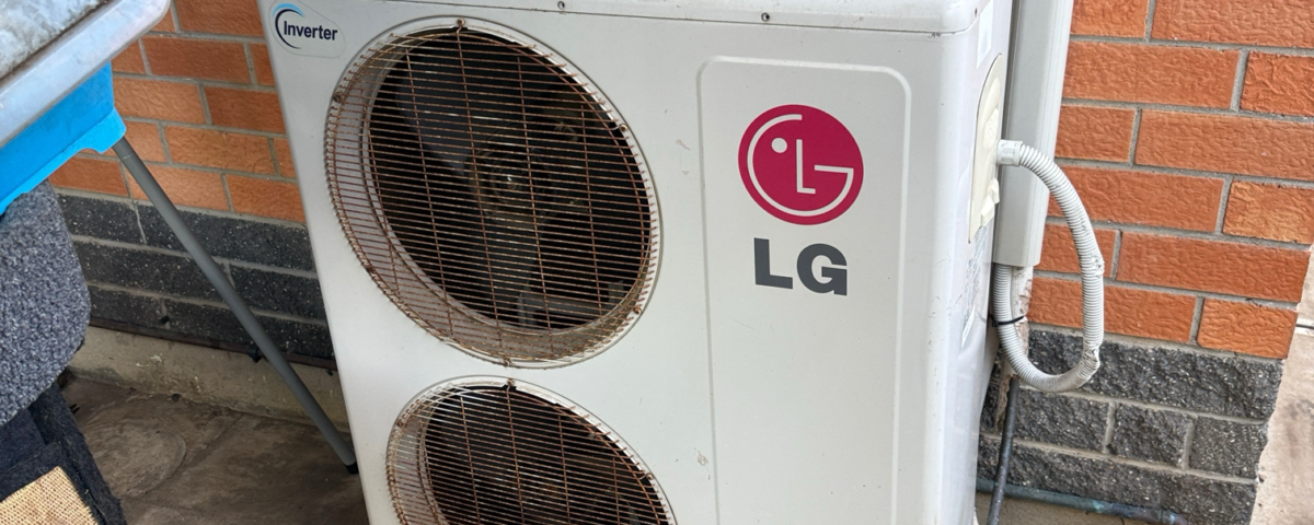 LG ducted air conditioning outdoor unit in Kidman Park with a faulty lower condenser fan motor.