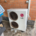 LG ducted air conditioning outdoor unit in Kidman Park with a faulty lower condenser fan motor.